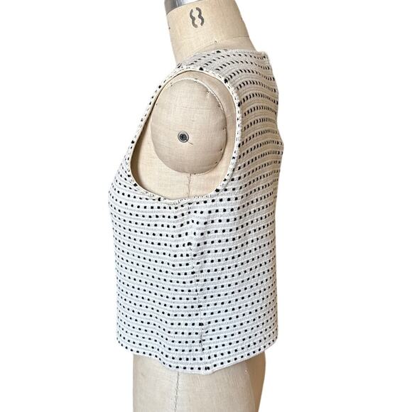 St. John Sleeveless Knit Top in White with Black Dots Size Medium - Picture 3 of 6